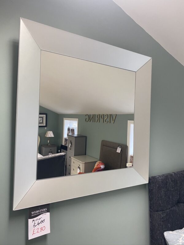 Large silver framed mirror