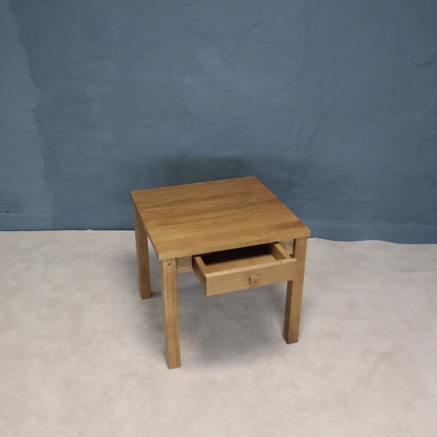 Medium Oak Lamp Table with Drawer - Image 3