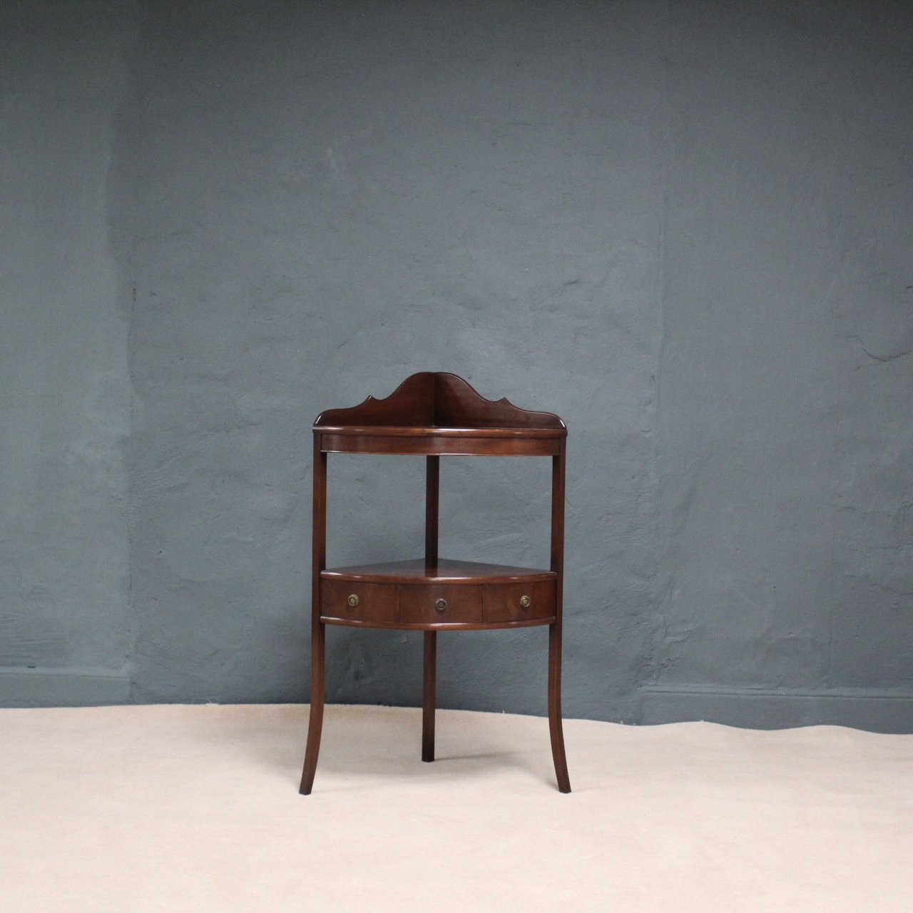 Mahogany Corner Stand With Drawer