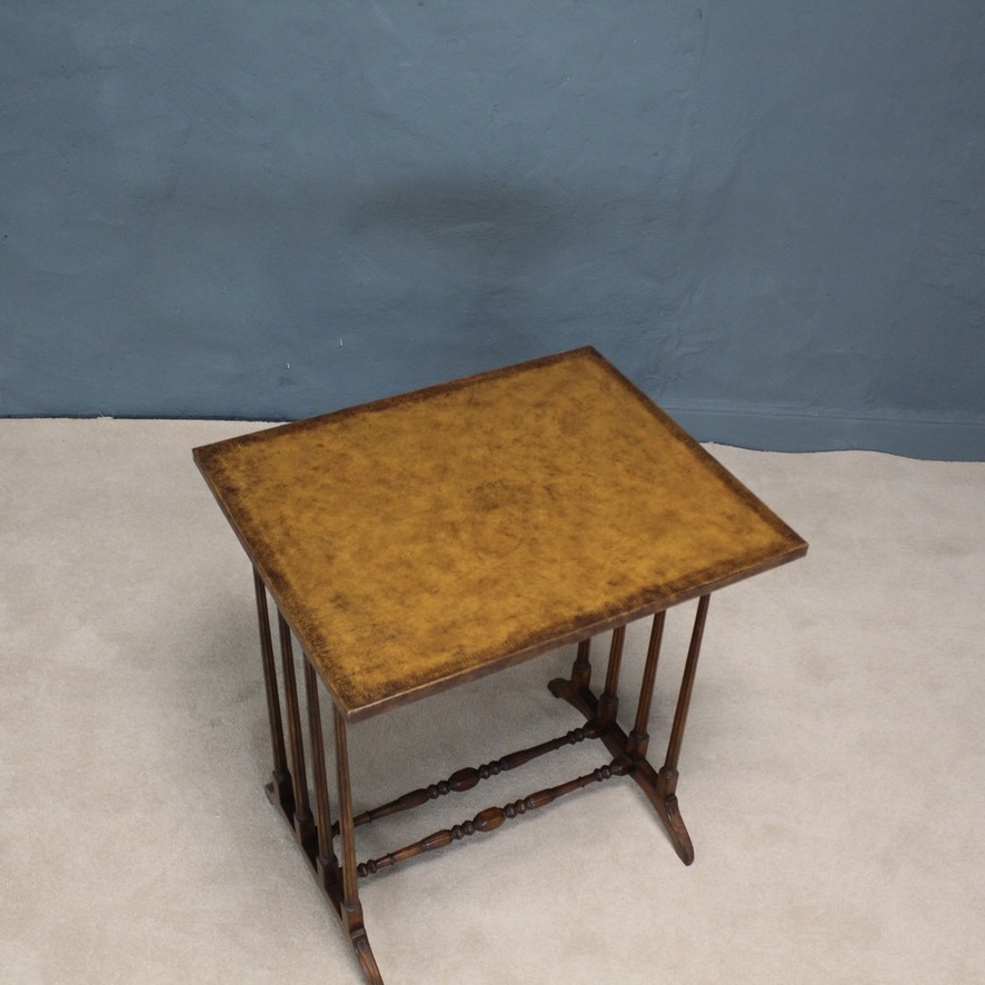 Leather Topped Walnut Side Table - Image 3