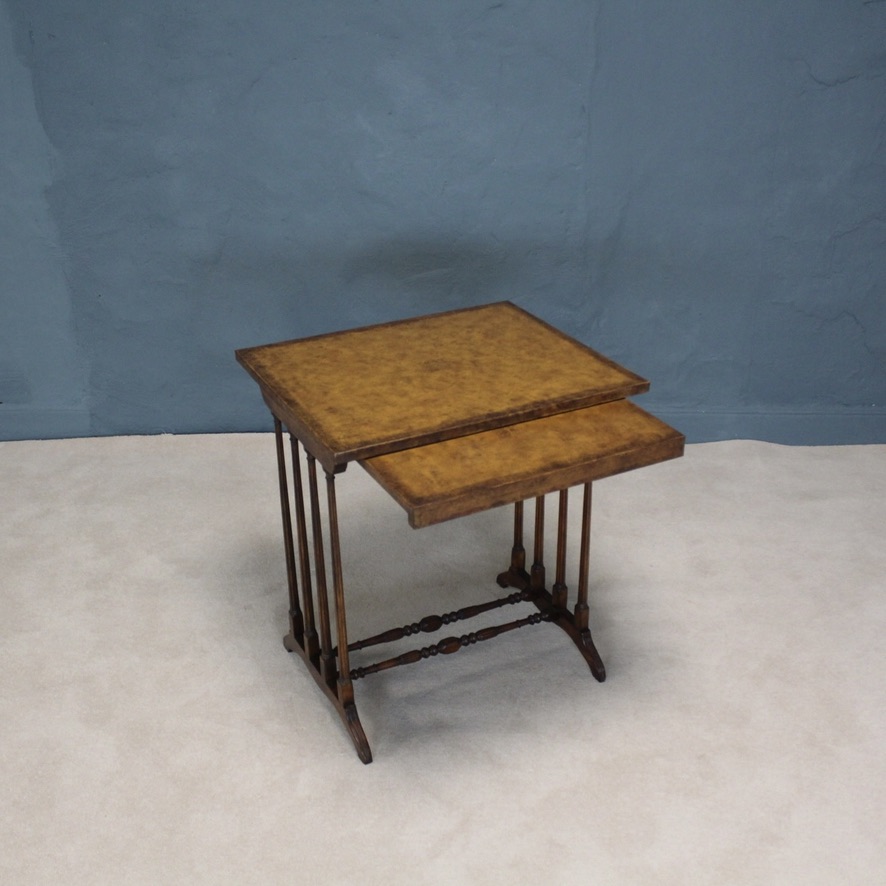 Leather Topped Walnut Side Table - Image 2