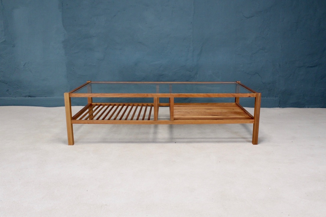 Glass & Cherry Wood Coffee Table - Image 3