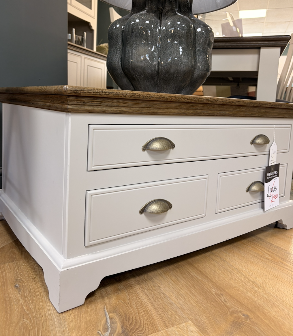 Painted coffee table with wood top