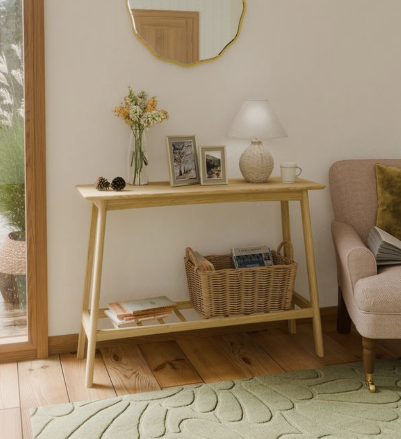 light oak console table