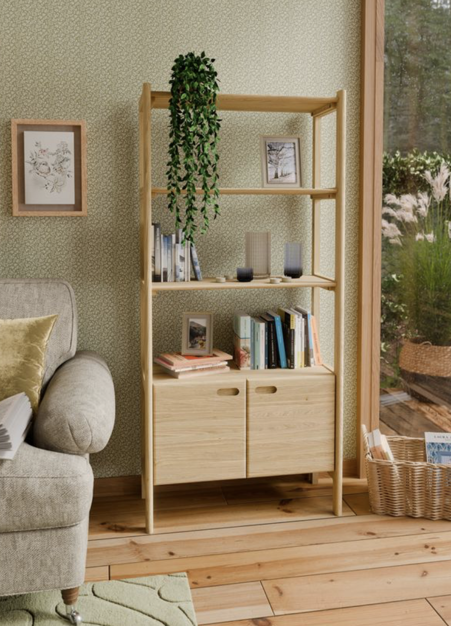 oak bookcase with modular system