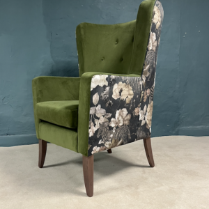 Velvet Green Wing Chair
