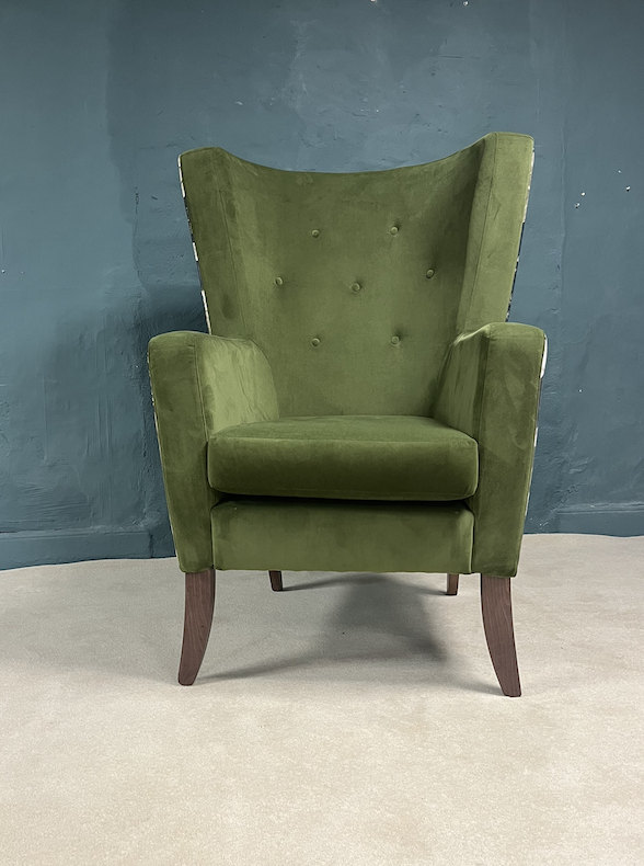 Velvet Green Wing Chair - Image 4