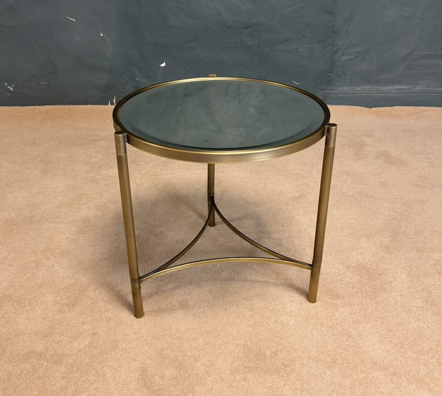 brass glass table